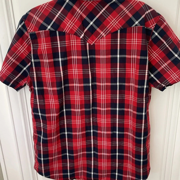 Levi's Men’s Pearl Snap Check Plaid Cotton Lightweight Western Shirt Red Size L - Picture 7 of 12